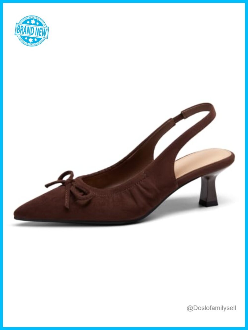 Slingback Kitten Heel Pumps with Bow, Pointed Toe Dress Shoes